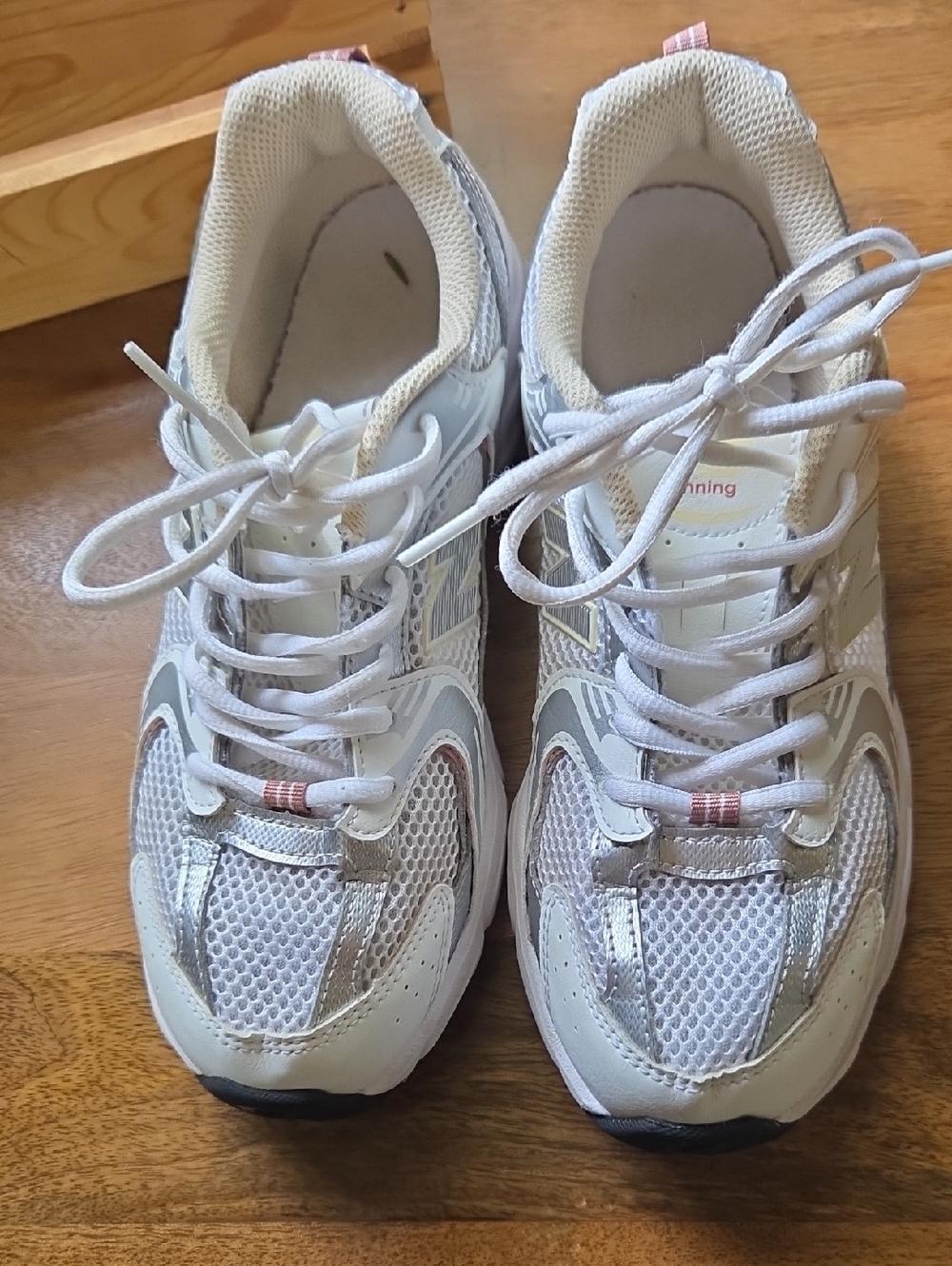New Balance Women's White and Silver Mesh Running Shoes